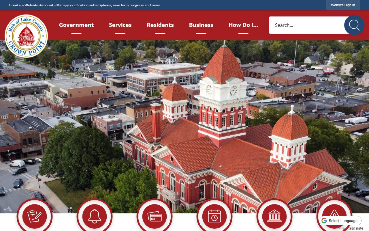 City of Crown Point Indiana website for Crown Point property records and local information