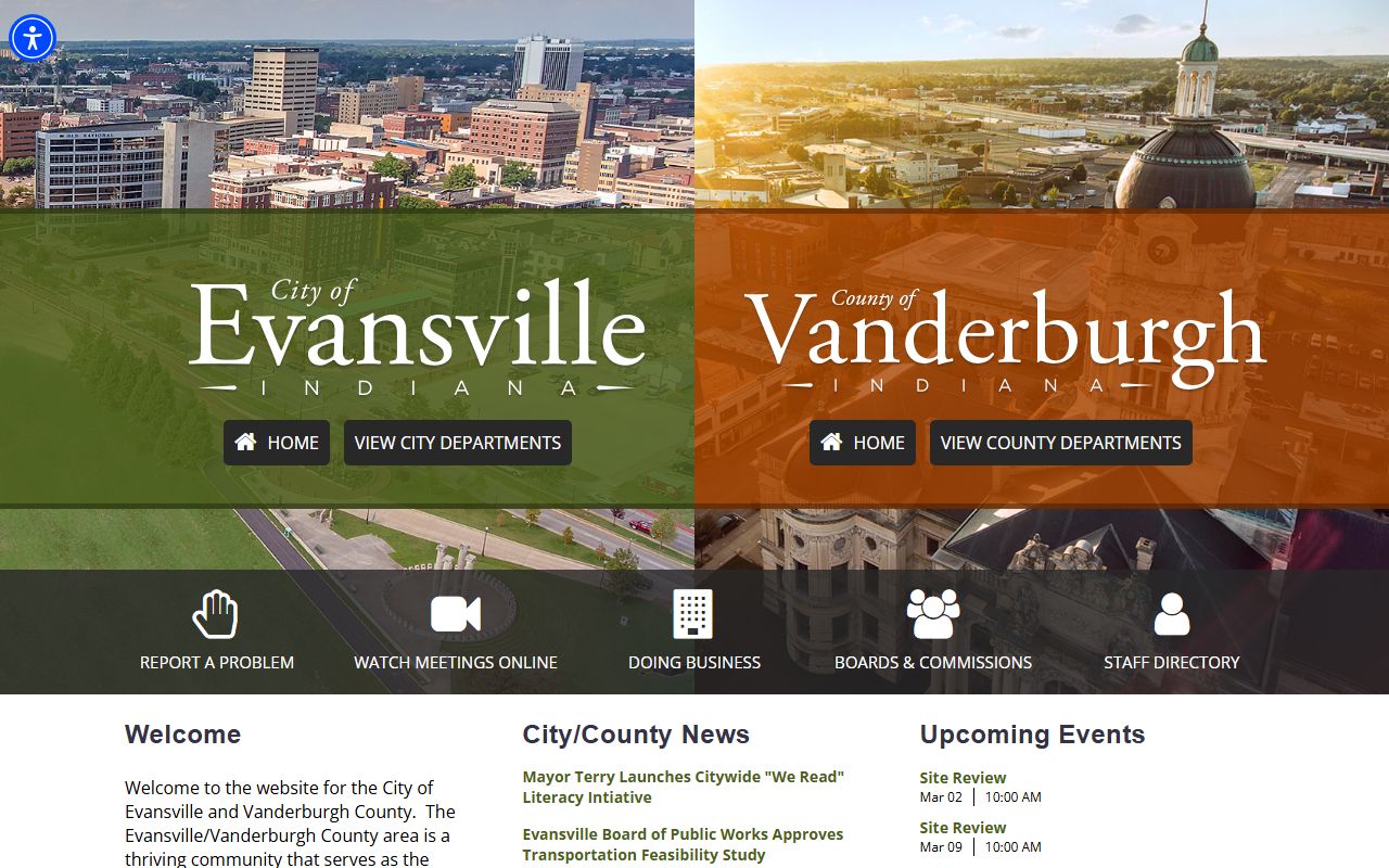 City of Evansville portal for Evansville property records