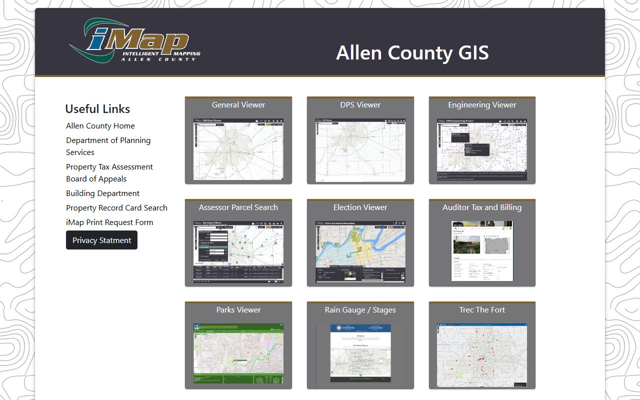 Allen County iMap GIS showing Fort Wayne property records parcel data