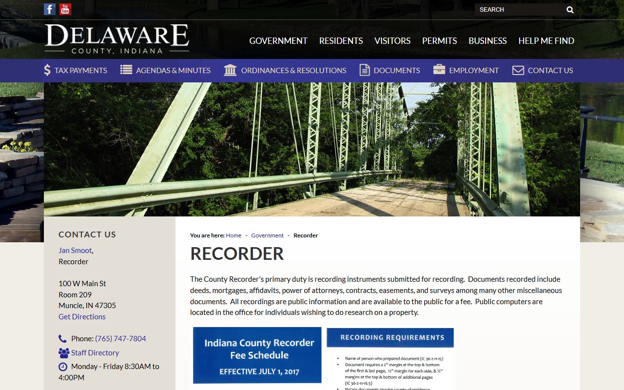 Delaware County Recorder office website for Delaware County property records