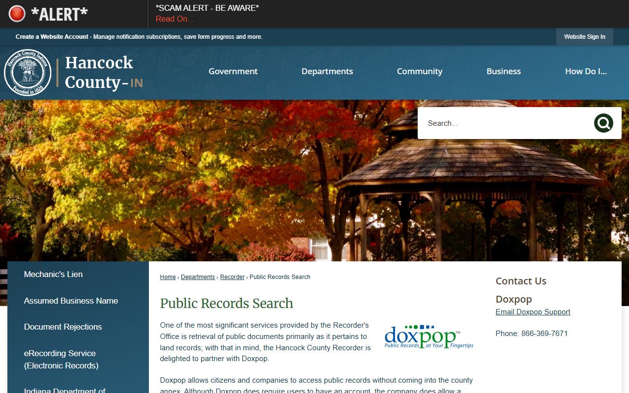 Hancock County public records search for Hancock County property records