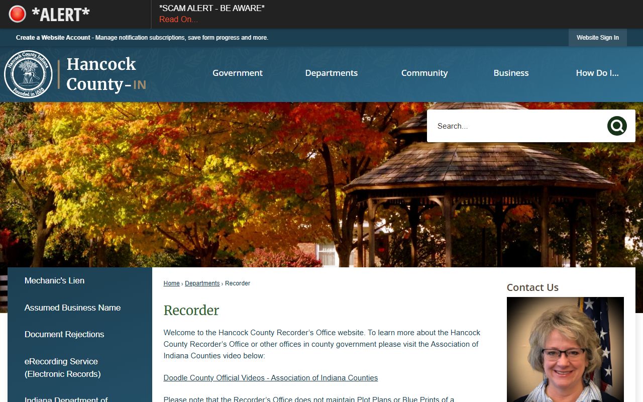 Hancock County Recorder website for Hancock County property records