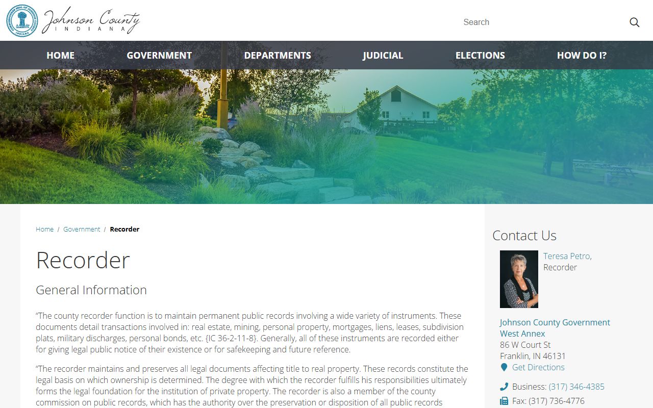 Johnson County Recorder website for Johnson County property records