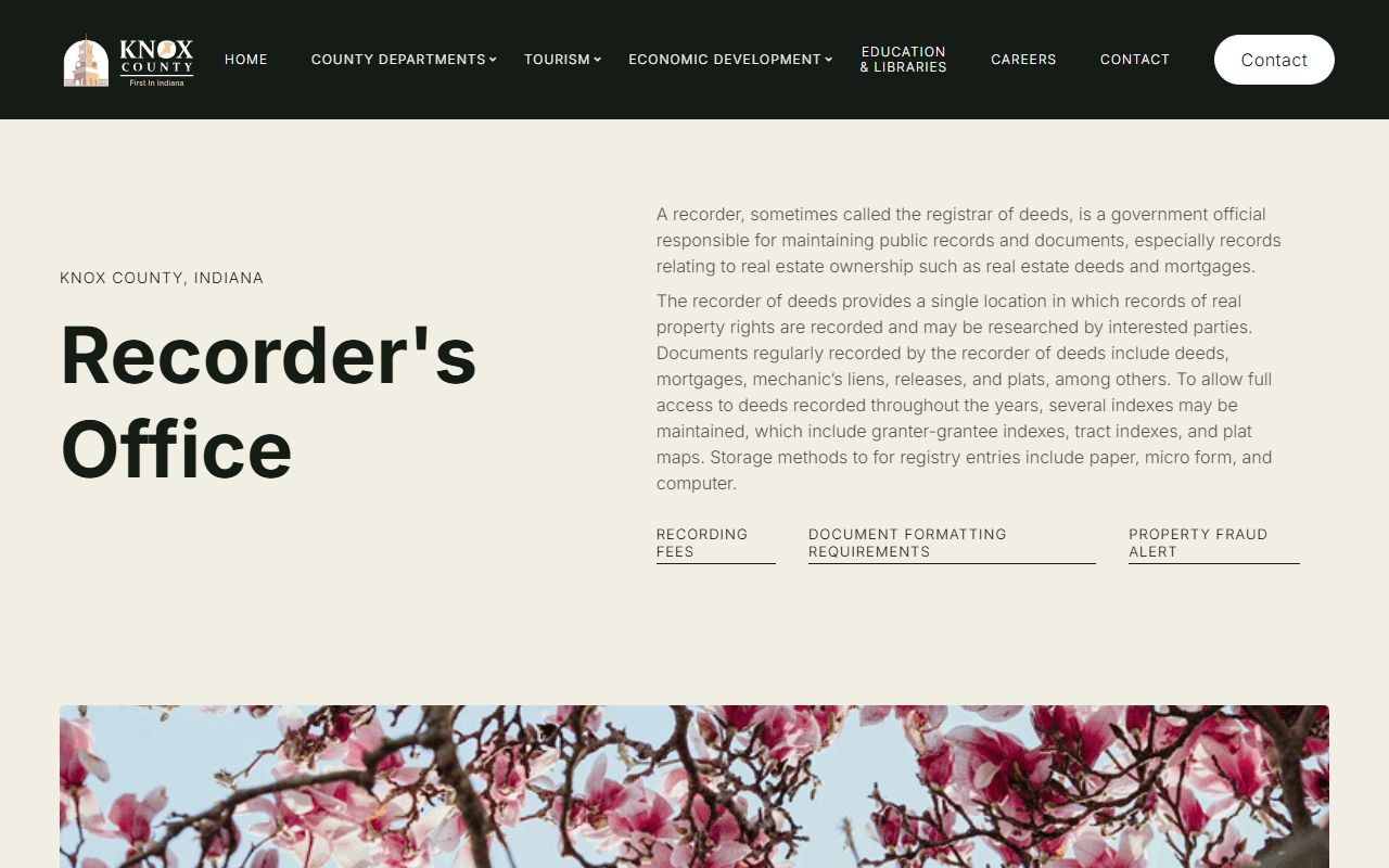Knox County Recorder website for Knox County property records