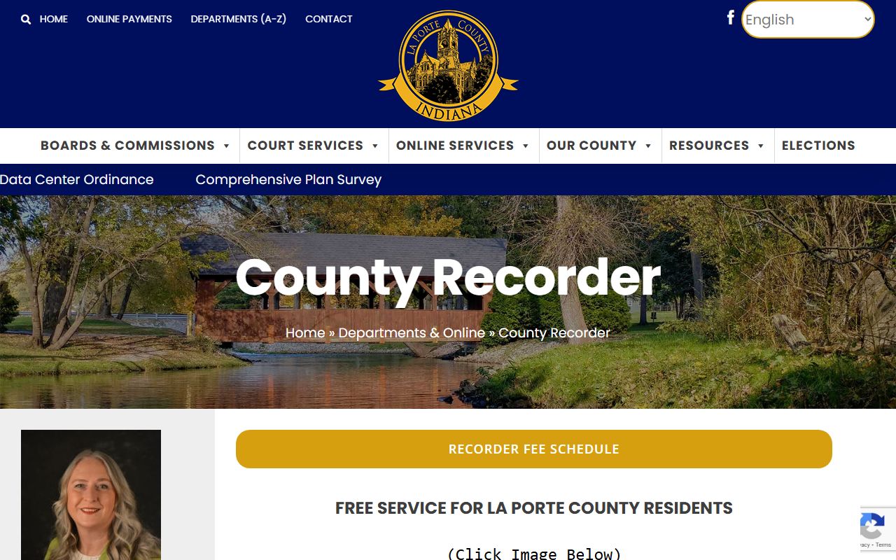 LaPorte County Recorder website for LaPorte County property records