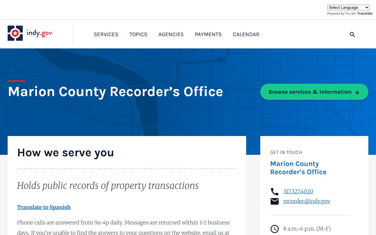 Marion County Recorder's Office website for Marion County property records
