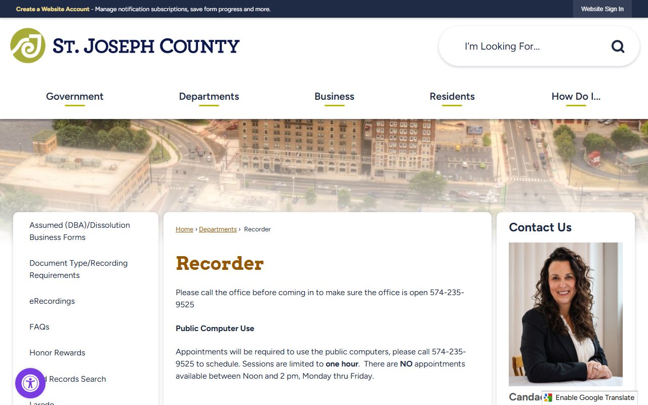 St. Joseph County Recorder office page for St. Joseph County property records