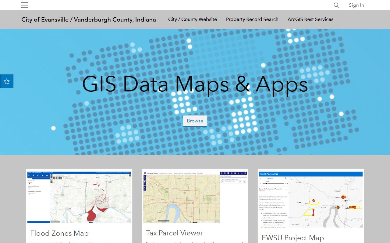 Vanderburgh County GIS Hub Portal for property records and parcel data