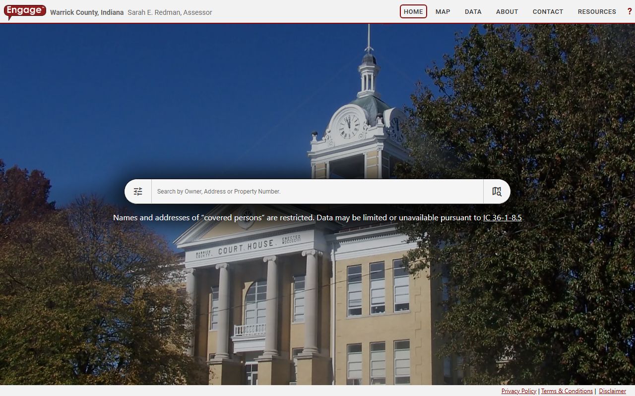 XSoft Engage property database for Warrick County property records