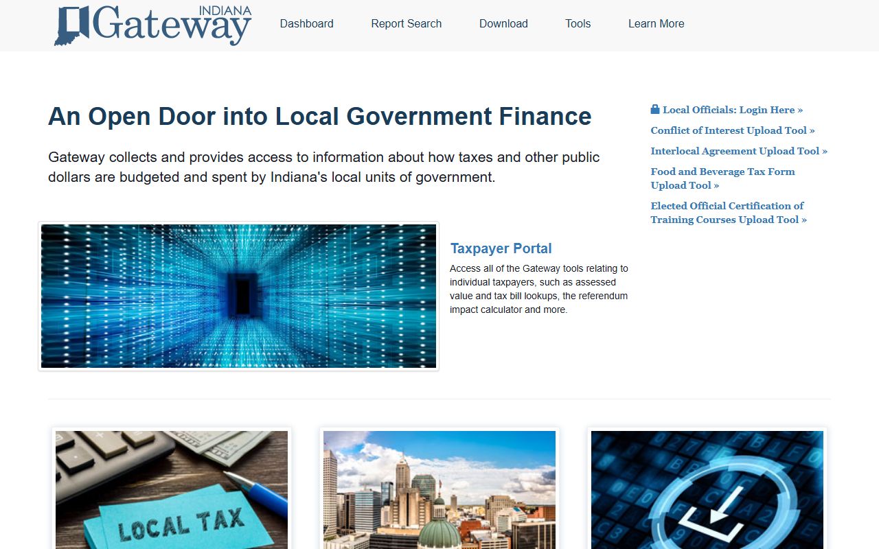 Indiana Gateway for Government Units main portal for property records and tax data