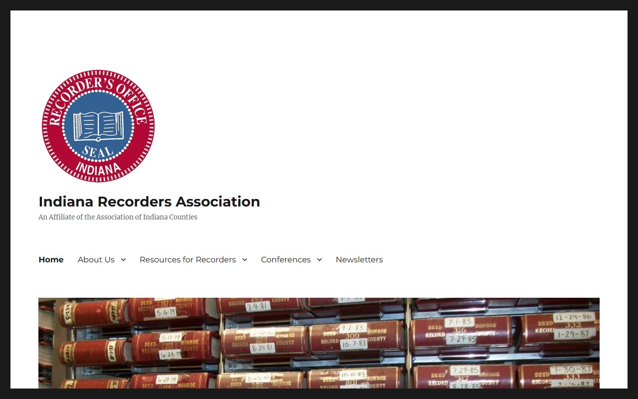 Indiana Recorders Association website representing all 92 county recorder offices
